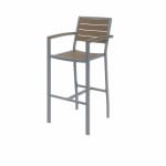 KFI Studios Eveleen Outdoor Barstool With Silver Frame, Mocha